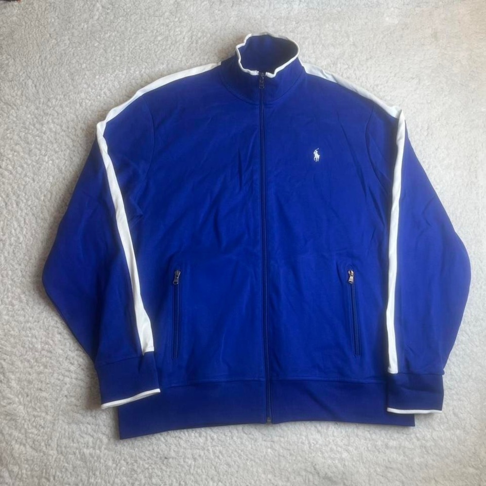 Polo Ralph Lauren men's blue‎ white full zip sweatshirt track performance xl